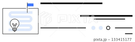 Light bulb on a paper pinned with a blue flag, symbols of innovative ideas and progress tracking. Ideal for project management, idea development, innovation, progress tracking, goal setting, business Light bulb on a paper pinned with a blue flag, symbols of innovative ideas and progress tracking. Ideal for project management, idea development, innovation, progress tracking, goal setting, business 133415177