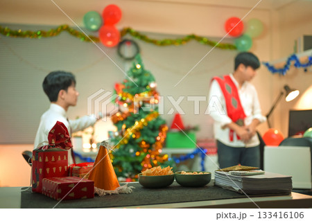 Portrait, staff and business people with celebration, Christmas party and fun with happiness, joy and cheerful. Face, office and festive season with holiday event Portrait, staff and business people with celebration, Christmas party and fun with happiness, joy and cheerful. Face, office and festive season with holiday event 133416106