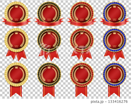 Ribbon and laurel medal 133416276