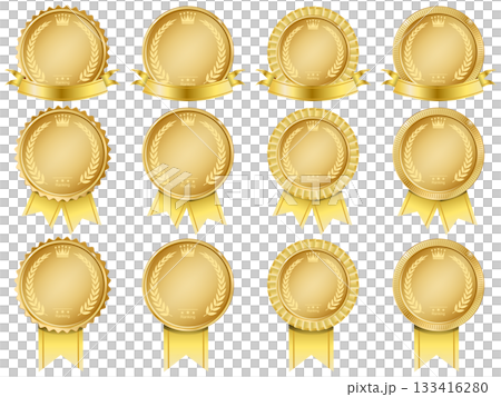 Ribbon and laurel medal 133416280