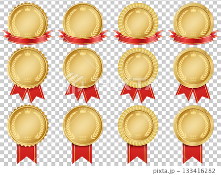 Ribbon and laurel medal 133416282