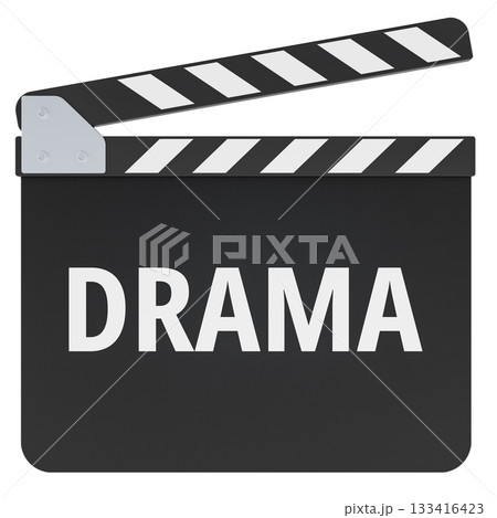 Drama concept with movie clapperboard. 3D rendering Drama concept with movie clapperboard. 3D rendering 133416423