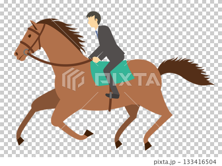A man in a suit riding a horse 133416504