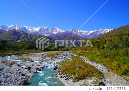 秋の白馬村から眺めた三段紅葉 133417258