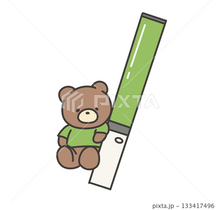 ペンライトとクマのぬいぐるみ（緑）のイラスト 133417496