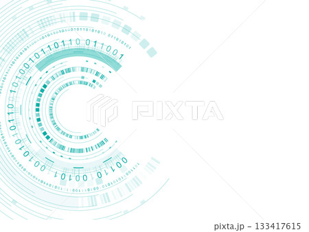 Hi-tech background with circular geometric elements and binary code 133417615