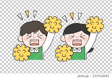 超市男女店員歡呼的插圖 133418082