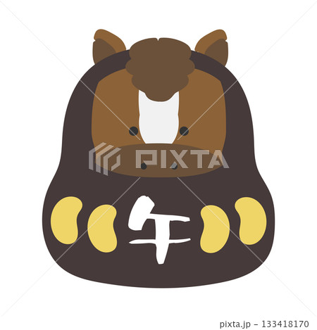 午年 干支達磨(だるま) イラスト(黒) 午年 干支達磨(だるま) イラスト(黒) 133418170