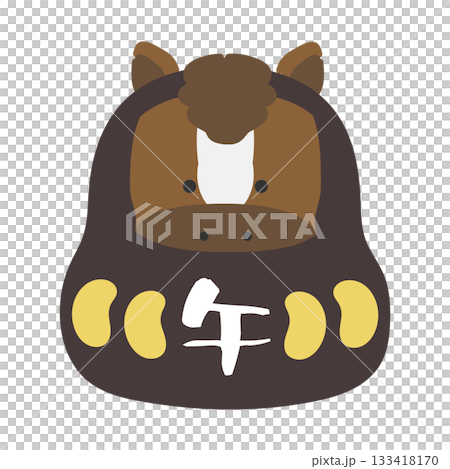 午年 干支達磨(だるま) イラスト(黒) 午年 干支達磨(だるま) イラスト(黒) 133418170