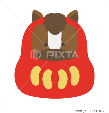 午年　干支達磨（だるま）　イラスト（赤） 133418172