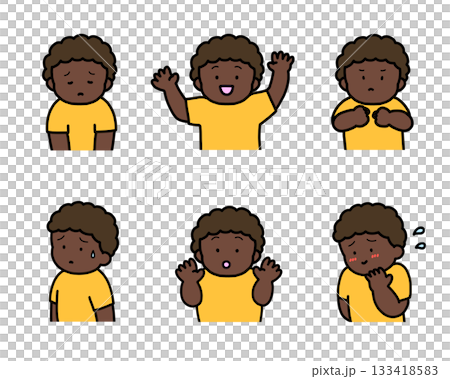 Children's Emotional Expression Illustration Set vol.1 (6 types, upper body) 133418583
