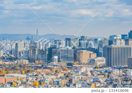 Seoul, South Korea - 21 Nov 2025 : View of downtown cityscape and Seoul tower in Seoul, South Korea 133418696