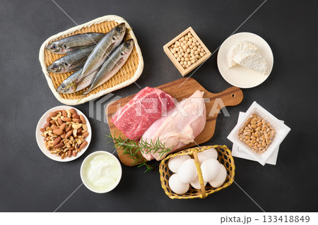 様々なタンパク質食材 133418849