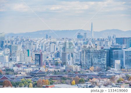 Seoul, South Korea - 21 Nov 2025 : View of downtown cityscape and Seoul tower in Seoul, South Korea Seoul, South Korea - 21 Nov 2025 : View of downtown cityscape and Seoul tower in Seoul, South Korea 133419060