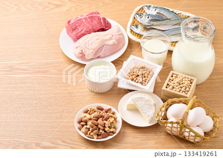 様々なタンパク質食材 133419261
