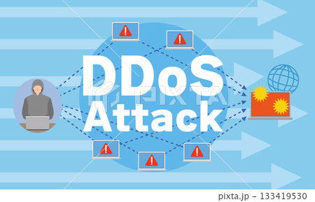 DDoS攻撃のイメージイラスト DDoS攻撃のイメージイラスト 133419530