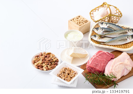 様々なタンパク質食材 133419791