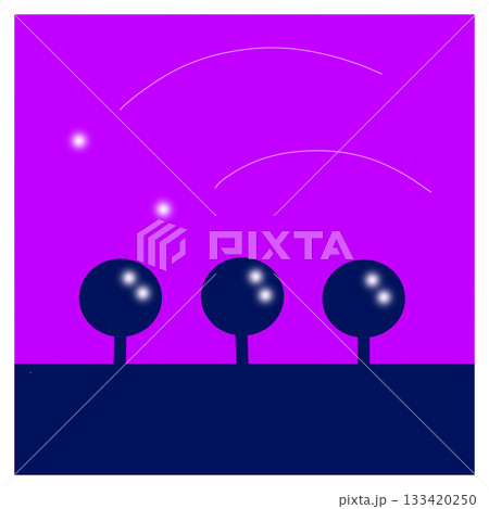 木と夜空 133420250