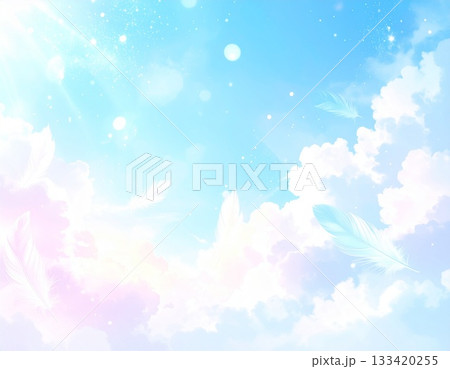 青空に羽根が舞う　ファンシー　メルヘン 133420255