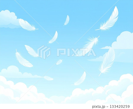 青空に羽根が舞う　ファンシー　メルヘン 133420259