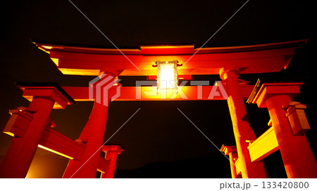 厳島神社 ライトアップされた大鳥居 厳島神社 ライトアップされた大鳥居 133420800