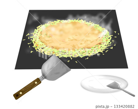 もんじゃ焼きの手描きイラスト もんじゃ焼きの手描きイラスト 133420882