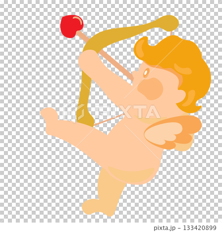 恋の矢を放とうとするキューピッドのイラスト 133420899