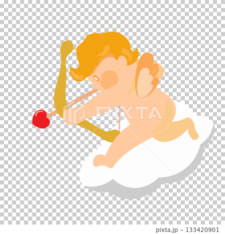 一幅邱比特從雲端之上瞄準射出愛情之箭的插圖 133420901