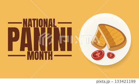 National Panini Month Designs, Grilled Sandwich Vector Art and Posters 133421199