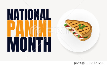 National Panini Month Designs, Grilled Sandwich Vector Art and Posters 133421200