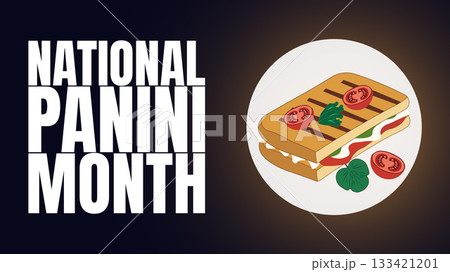National Panini Month Designs, Grilled Sandwich Vector Art and Posters 133421201