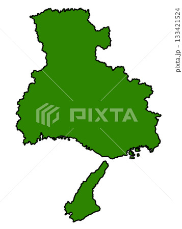 兵庫県の地図(縁取りグリーン) 兵庫県の地図(縁取りグリーン) 133421524