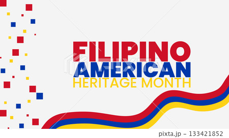 October is Filipino American Heritage Month. Philippines, American Flag and light. Suitable for posters, 133421852