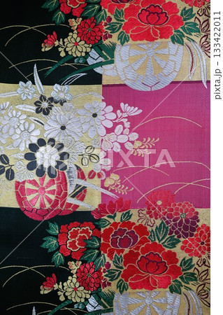 花柄のアンティーク帯地 133422011