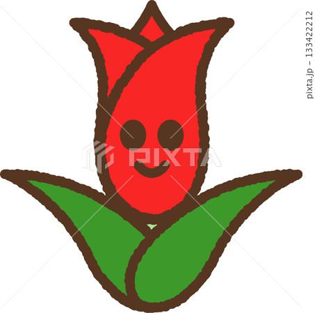 手書き風のキャラクターイラストアイコン　チューリップ 133422212