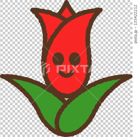 手書き風のキャラクターイラストアイコン　チューリップ 133422212