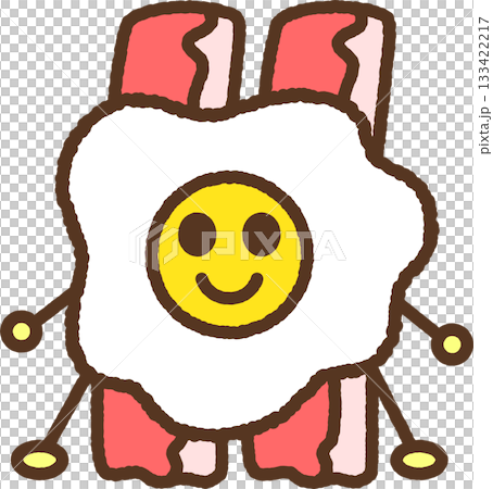 手繪人物插畫圖示：培根與雞蛋 133422217