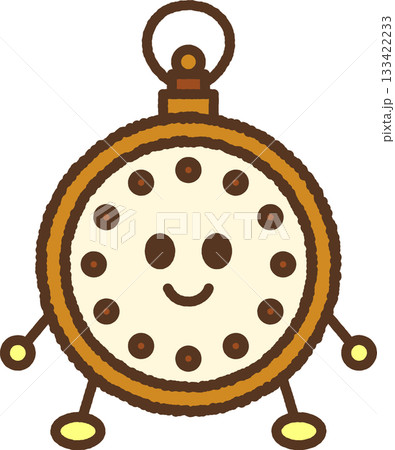 手書き風のキャラクターイラストアイコン　懐中時計 133422233