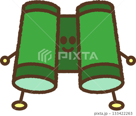 手書き風のキャラクターイラストアイコン　双眼鏡 133422263
