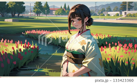 振袖を着た女性 133423360