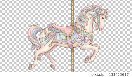 Realistic illustration of the Horse Merry-go-round 133423617