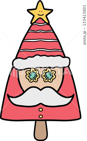 christmas Santa-themed popsicle with a star on top and decorative eyes. christmas Santa-themed popsicle with a star on top and decorative eyes. 133423801