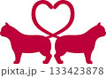 Isolated red cats with crossing tails forming a heart shape, cute romantic animal illustration. vector graphic on transparent background no people. symbol for love, valentines concept. 133423878