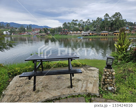 this is view at Pengalengan area with lake side situation  133424010