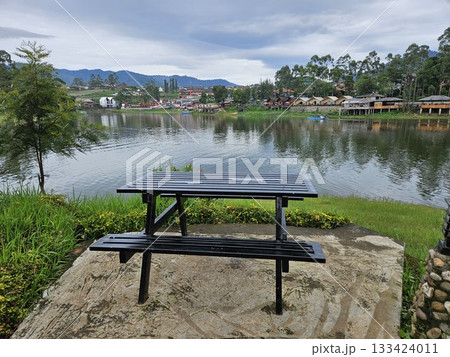 this is view at Pengalengan area with lake side situation  133424011