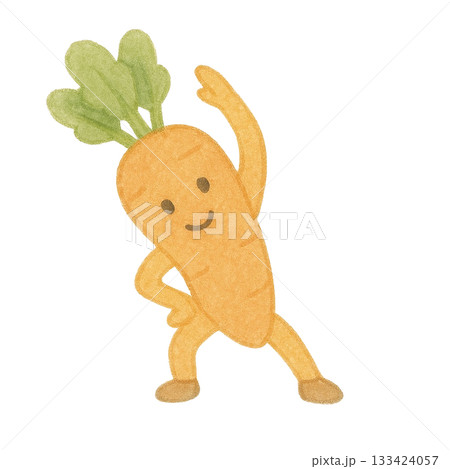 【野菜】体操するニンジンのイラスト 【野菜】体操するニンジンのイラスト 133424057