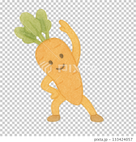【野菜】体操するニンジンのイラスト 【野菜】体操するニンジンのイラスト 133424057