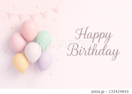 やさしい春色トーンのバースデーバナー 133424643