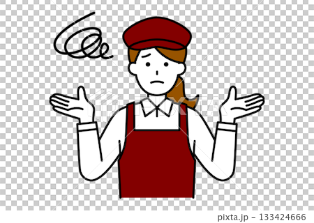 A female cafe employee giving up 133424666