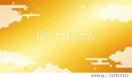 金色の光が広がる雲模様の豪華な和風ゴールド背景 金色の光が広がる雲模様の豪華な和風ゴールド背景 133425312